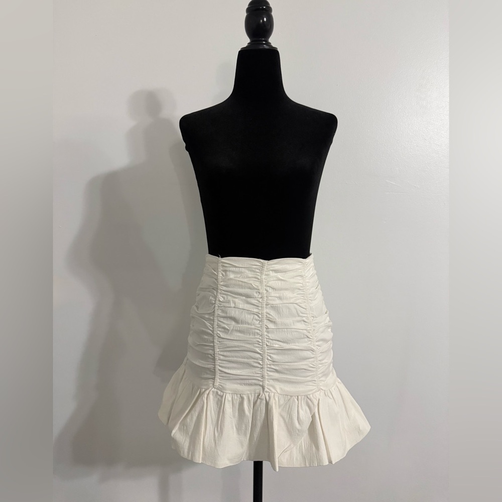 Zara White Ruched Mini Skirt